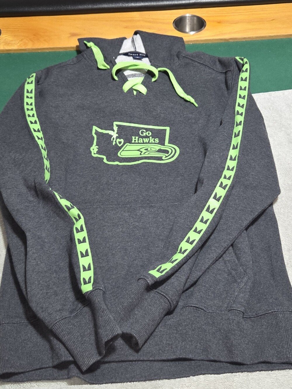 Sport-Tek Gray Pullover Hoodie with Neon Green Accents
